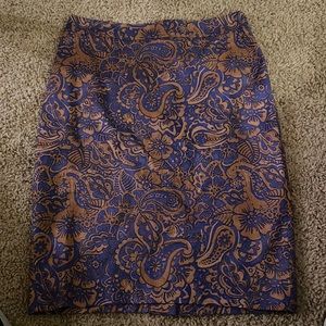 Ann Taylor Blue & Gold pencil skirt